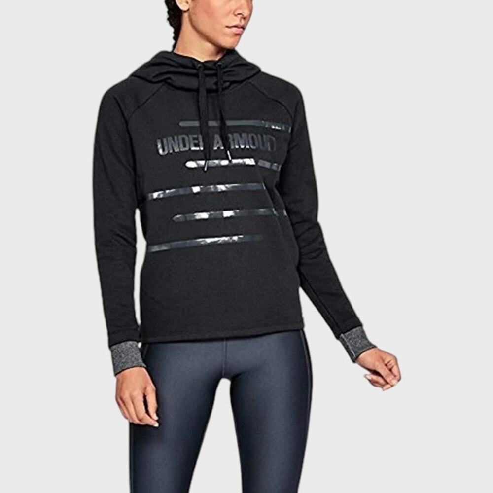 Under Armour Threadborne Hoodie I Medium I Black Fleece Loose Sweatshirt Sporty